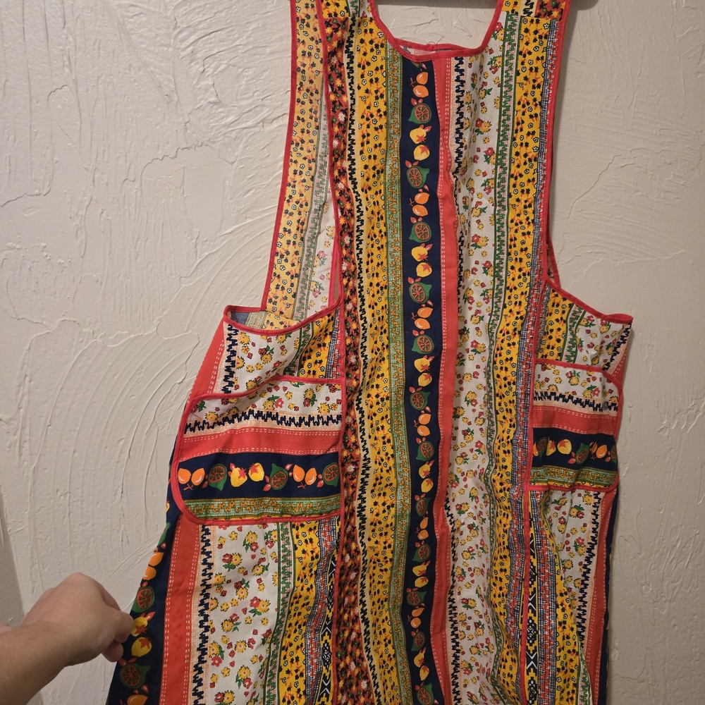 Colorful Striped Apron with Fruit Pattern